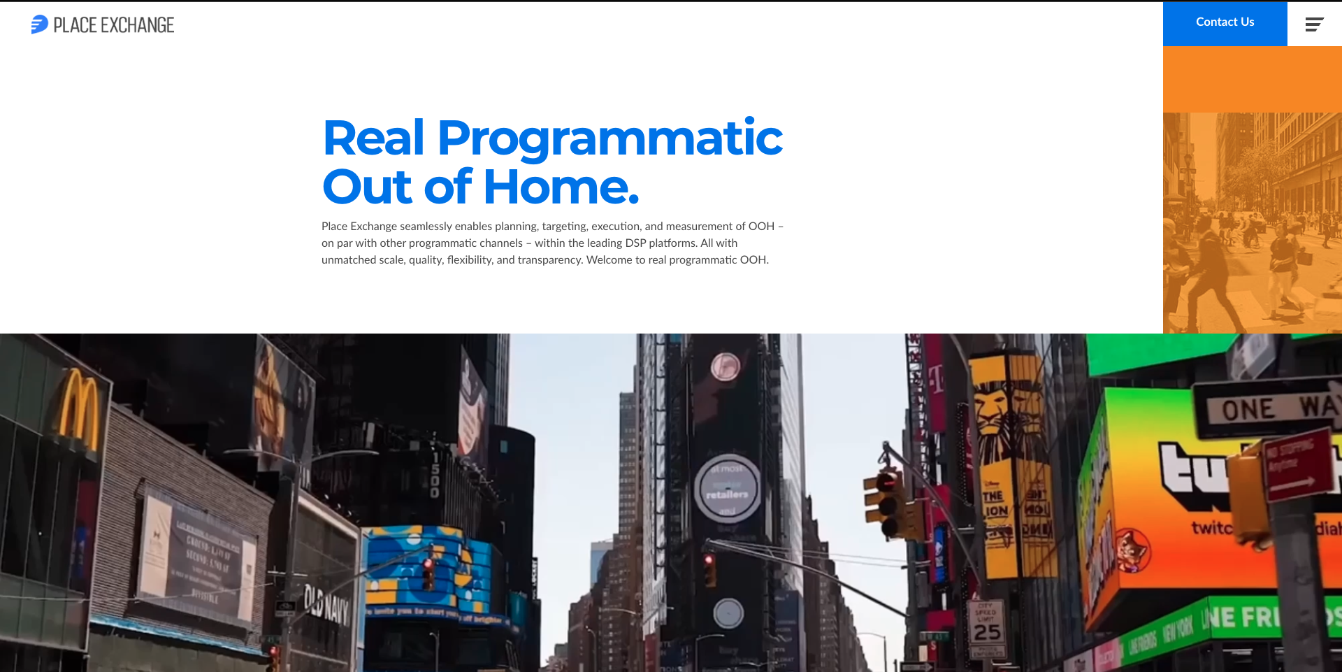 Place Exchange programmatic advertising platform with orange and blue branding